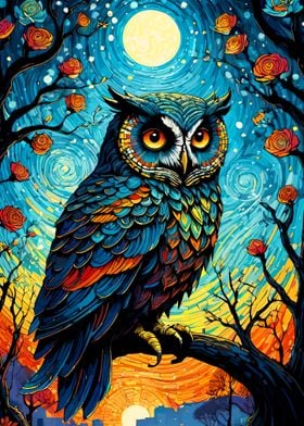 Owl in Starry Night