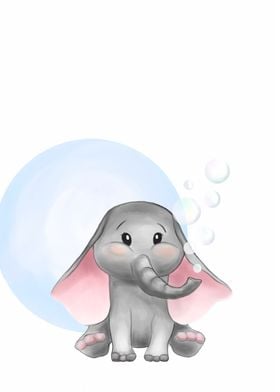 Cute Elephant with Bubbles