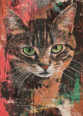 Cat Portrait with Abstract Background