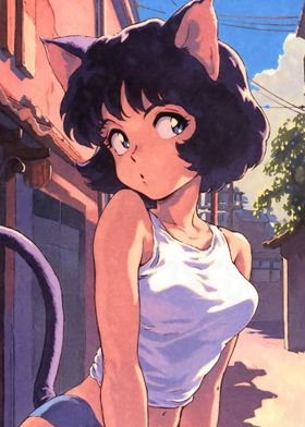 90s Anime Cat Girl