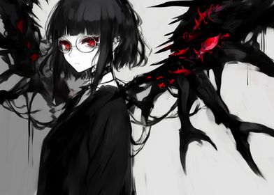 Dark Anime Girl with Wings