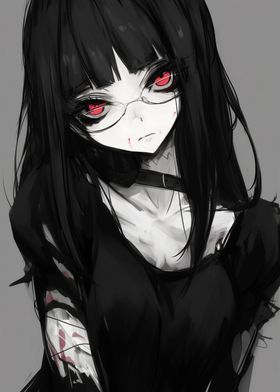 Anime Girl with Red Eyes