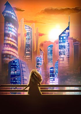 Futuristic City Silhouette