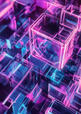 Neon Glass Cubes