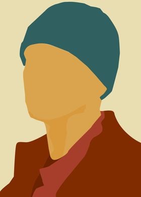 Abstract Portrait in Teal and Brown