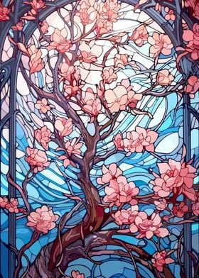 Stained Glass Cherry Blossom