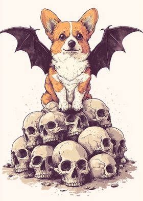 Corgi with Bat Wings