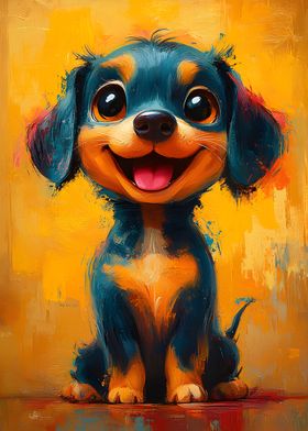 Smiling Dachshund Painting