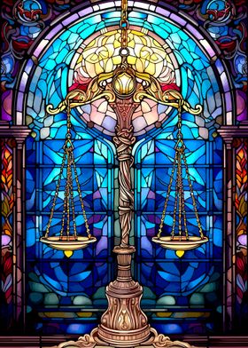 Stained Glass Scales of Justice