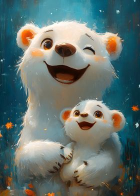 Happy Polar Bear Family