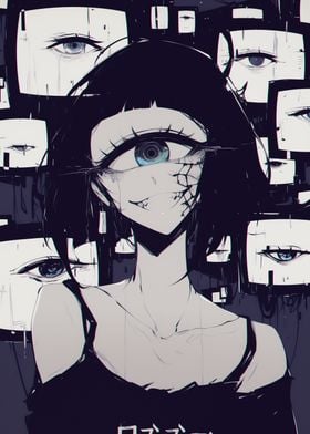 Anime Girl with Multiple Eyes