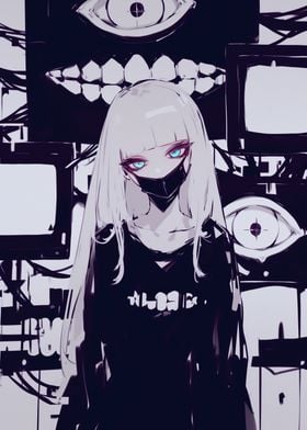 Anime Girl with Eyes and TV