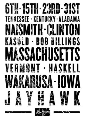 Minimalist Lawrence Kansas Typography Map Design