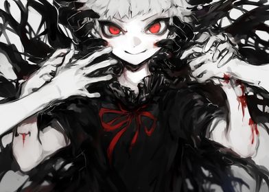 Anime Girl with Bloody Hands