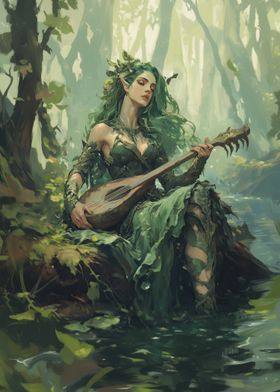 Forest Nymph Playing Lute