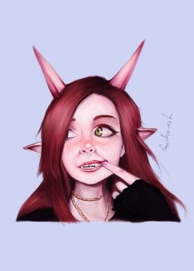 Feline Demon Girl Portrait