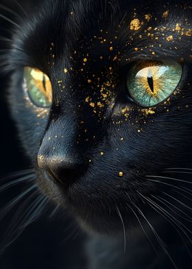 Black Cat with Golden Dust