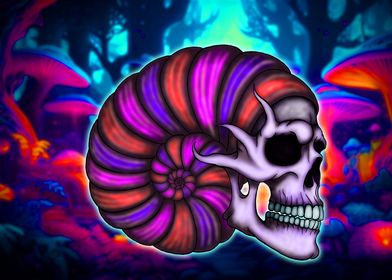 Psychedelic Skull with Shell