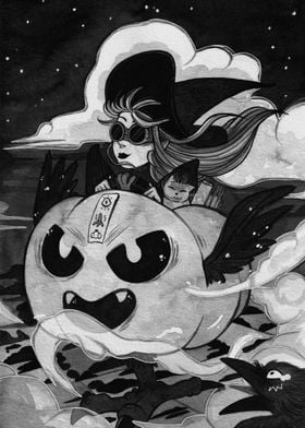 The Witch and the flying pumpkin