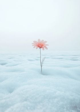 Pink Flower in Snow