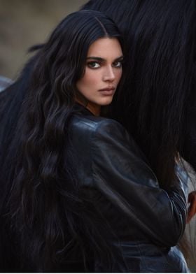 Woman in Leather Jacket with Horse