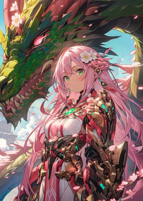 Anime Girl with Dragon