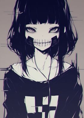 Anime Girl with Skull Mask