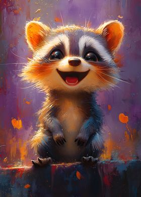 Smiling Raccoon Illustration