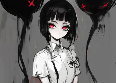 Anime Girl with Red Eyes