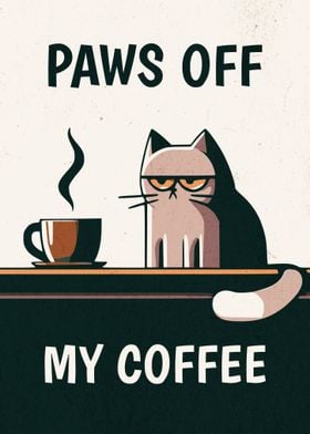 Funny Cat Coffee Warning