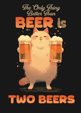 Cat Holding Two Beers