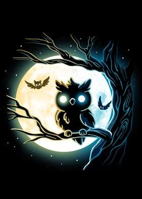 Owl Silhouette Moon