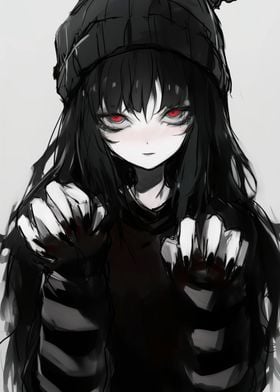 Anime Girl with Red Eyes