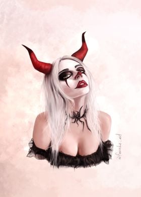 Devilish Woman with Horns