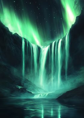 Aurora Borealis Waterfall