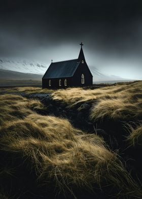 Black Church in Icelandic Field