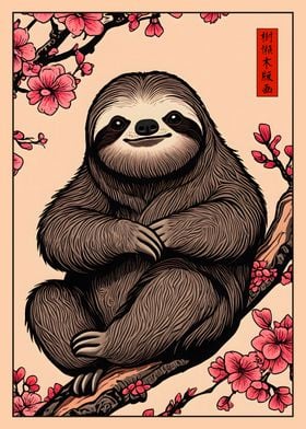 Sloth Japanese Cherry Blossom