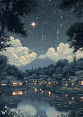 Nightfall in Japan Landscape