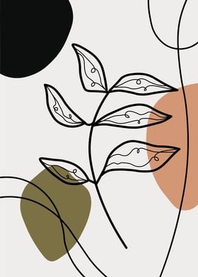 Abstract Botanical Line Art