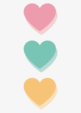 Three Pastel Hearts