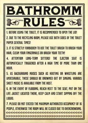 Bathroom Rules Poster