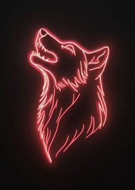 Neon Wolf Head