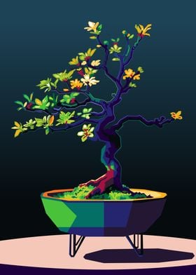 Elegant Bonsai Tree Pop Art