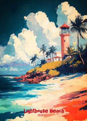 Lighthouse Beach Art Poster