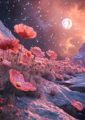 Poppy Field Under Stars