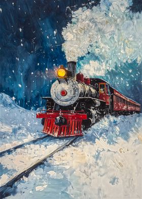 Winter Train Painting