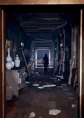 Dark Hallway with Figure