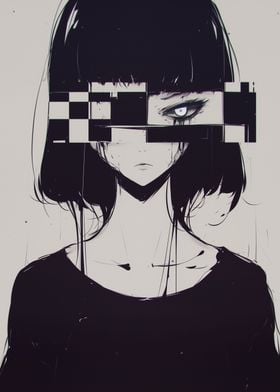 Anime Girl with Glitch Effect