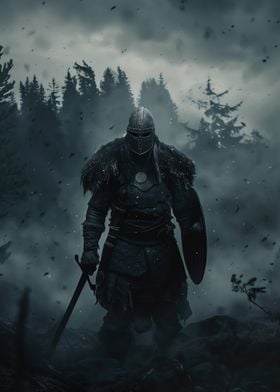 Dark Viking  in the Forest