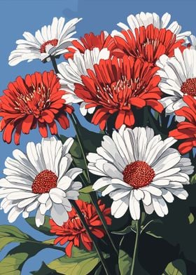 Red and White Flowers